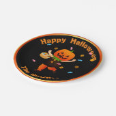 かわいいカボチャのヘッドトリックまたはトレーターハロウィン ペーパープレート (アングル)