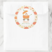 かわいいカボチャのベビーカー赤ちゃんシャワーステッカー ラウンドシール (バッグ)