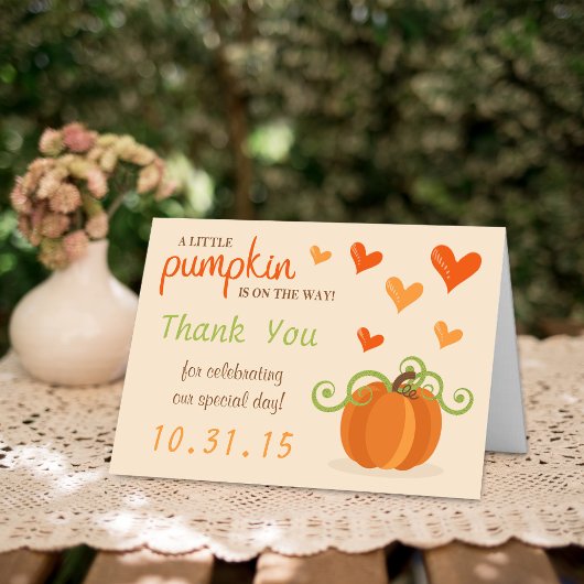 かわいいカボチャのベビーシャワーサンキューカード サンキューカード