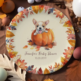 かわいいカボチャのベビーシャワーパーティー ペーパープレート