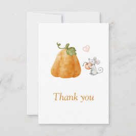 かわいいカボチャのマウス秋ベビーシャワー サンキューカード