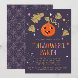 かわいいカボチャのランタン ハロウィンパーティー 招待状