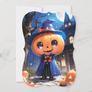 かわいいカボチャのランタン ハロウィン ベビーシャワー 招待状