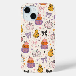 かわいいカボチャのリボンの秋のスマホケース iPhone 15ケース