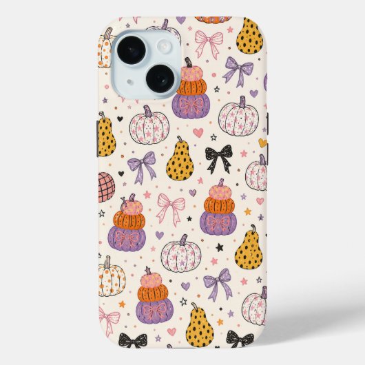 かわいいカボチャのリボンの秋のスマホケース Case-Mate iPhoneケース (裏面)