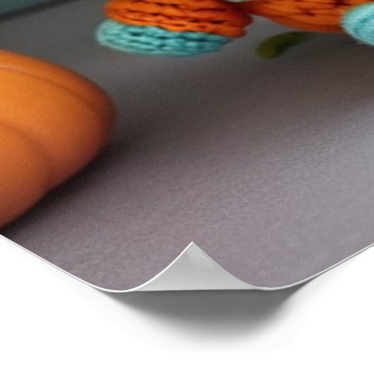 かわいいカボチャの人形かぎ針編み:秋のアミグルミのパステル ポスター (角)