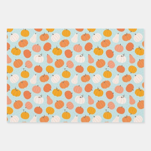 かわいいカボチャの動物付きパッチトラック ラッピングペーパーシート (正面2)