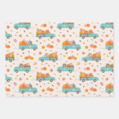 かわいいカボチャの動物付きパッチトラック ラッピングペーパーシート (正面)