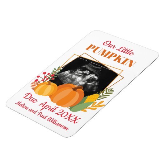 かわいいカボチャの妊娠発表 赤ちゃんスキャン マグネット (左側)