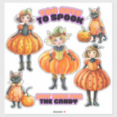 かわいいカボチャの子と猫 シール (シート)