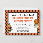 かわいいカボチャの子供ハロウィーンの衣装パーティー 招待状 (正面)