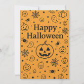 かわいいカボチャの彫刻パーティーハロウィンの落書き 招待状 (裏面)