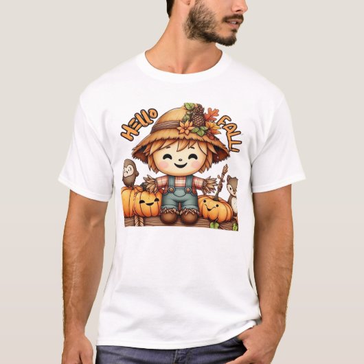 かわいいカボチャの案山子 オーバーサイズTシャツ Tシャツ (正面)