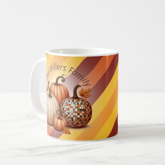 かわいいカボチャの水の色のパタパーソナライズされたーン コーヒーマグカップ (正面左)