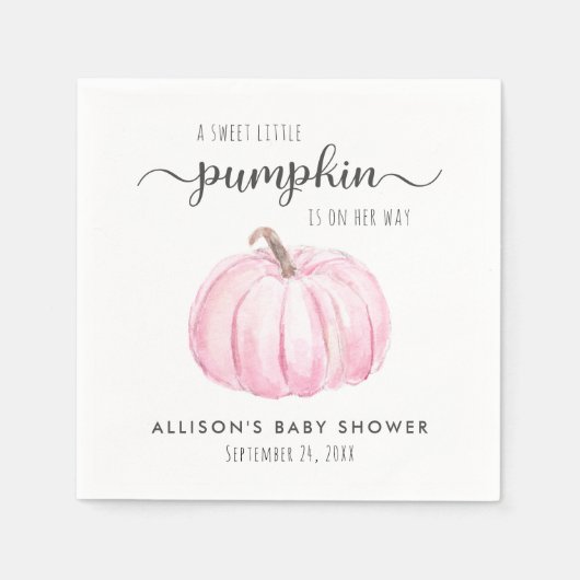 かわいいカボチャの水の色の女の子ベビーシャワー スタンダードカクテルナプキン (正面)