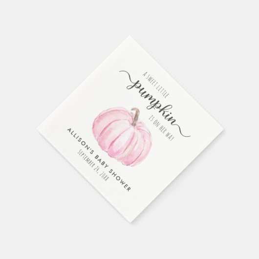 かわいいカボチャの水の色の女の子ベビーシャワー スタンダードカクテルナプキン (角)