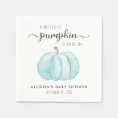 かわいいカボチャの水の色の男の子ベイビーシャワー スタンダードカクテルナプキン (正面)