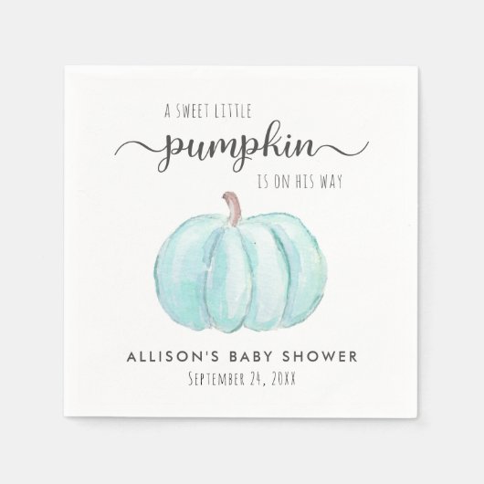 かわいいカボチャの水の色の男の子ベイビーシャワー スタンダードカクテルナプキン (正面)