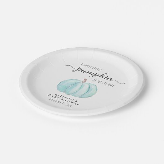 かわいいカボチャの水の色の男の子ベイビーシャワー ペーパープレート (アングル)