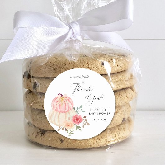 かわいいカボチャの水の色ベビーガールシャワーありがとう ラウンドシール