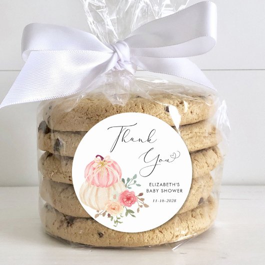 かわいいカボチャの水の色ベビーガールシャワーありがとう ラウンドシール