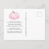 かわいいカボチャの水の色ベビーガールシャワー インビテーションポストカード (裏面)