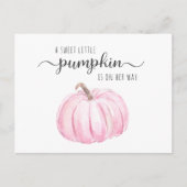 かわいいカボチャの水の色ベビーガールシャワー インビテーションポストカード (正面)