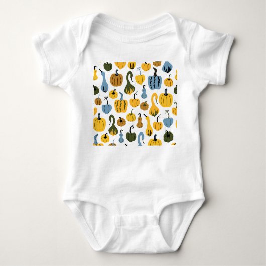 かわいいカボチャの漫画の手描き ベビーボディスーツ (正面)