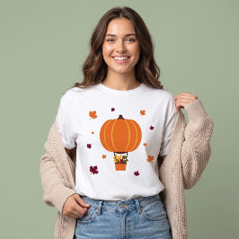 かわいいカボチャの熱気球 秋の感謝祭 Tシャツ