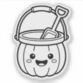 かわいいカボチャの砂バケツを色付けしよう シール (正面)