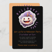 かわいいカボチャの笑顔 招待状 (正面/裏面)