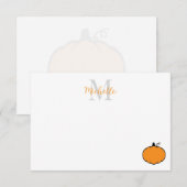 かわいいカボチャの絵 オーダーメイドのイニシャル ノートカード (正面/裏面)
