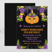 かわいいカボチャの花のハロウィン誕生日 招待状 (正面/裏面)