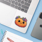 かわいいカボチャの花冠 - ハロウィン 秋 シール (ノートパソコンとiPhone)