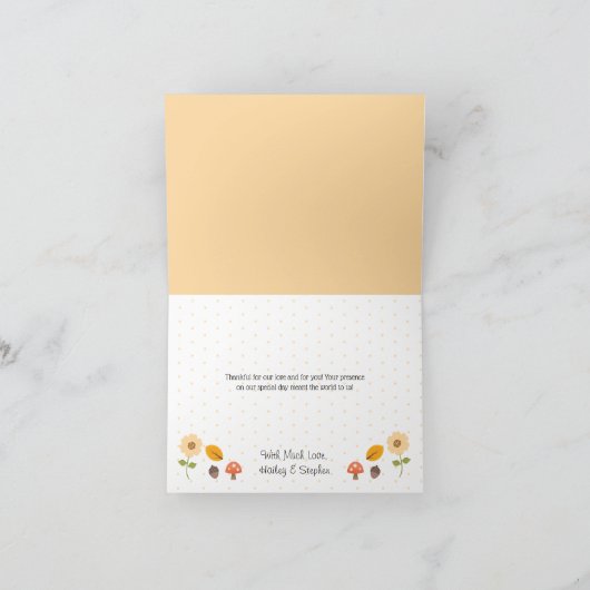 かわいいカボチャの花嫁と花婿の結婚式　ありがとう サンキューカード (内部)