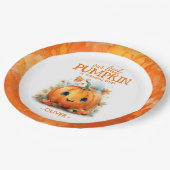 かわいいカボチャの誕生日パーティー ペーパープレート (アングル)