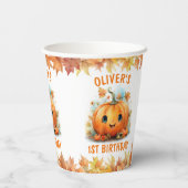 かわいいカボチャの誕生日パーティー 紙コップ (裏面)