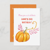 かわいいカボチャの赤ちゃん 誕生日 招待状 (正面/裏面)