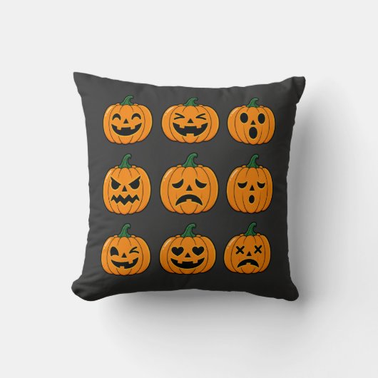かわいいカボチャの顔のハロウィンデザイン クッション (正面)