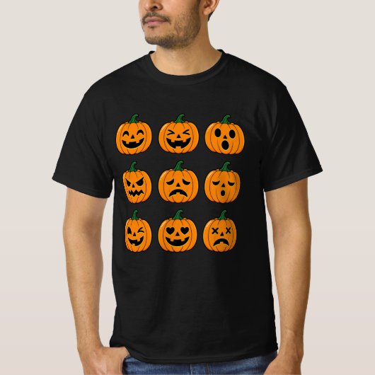 かわいいカボチャの顔のハロウィンデザイン Tシャツ (正面)