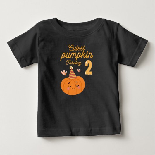 かわいいカボチャの2歳の誕生日 ベビーTシャツ (正面)