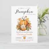 かわいいカボチャひまわり男女兼用赤ちゃんシャワー 招待状 (スタンド正面)