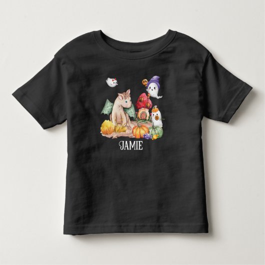 かわいいカボチャハロウィーンファンタジー恐竜の名前 トドラーTシャツ (正面)