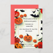 かわいいカボチャハローウィンパーティ招待 招待状 (正面/裏面)