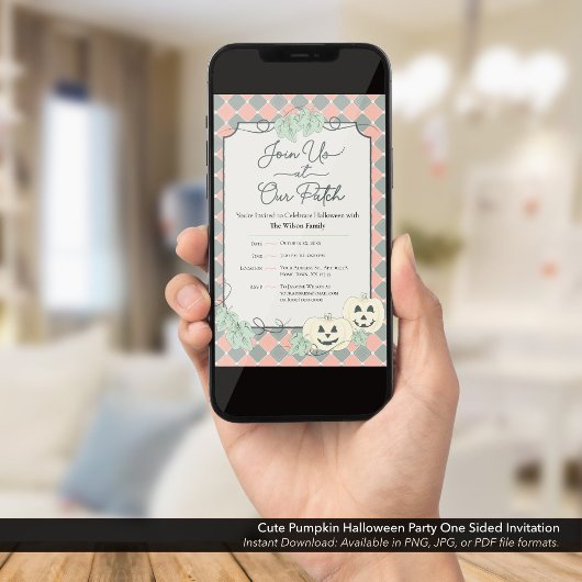 かわいいカボチャハローウィンパーティ片面 招待状