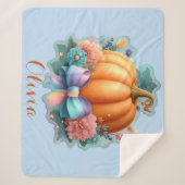 かわいいカボチャパーソナライズされたの花Tシャツ シェルパブランケット (正面)