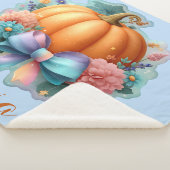 かわいいカボチャパーソナライズされたの花Tシャツ シェルパブランケット (3/4)