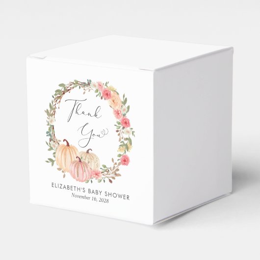 かわいいカボチャフローラベビーガールシャワーサンキュー フェイバーボックス (正面サイド)