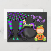 かわいいカボチャベビーn魔女レッグハロウィーンありがとう ポストカード (正面/裏面)
