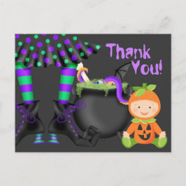 かわいいカボチャベビーn魔女レッグハロウィーンありがとう ポストカード